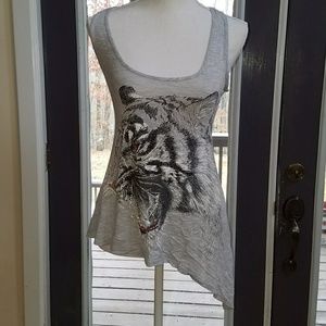 Tiger rhinestone tank